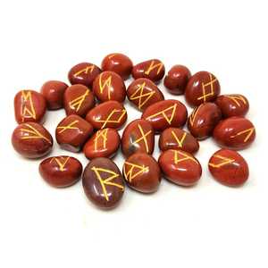 Bán Buôn Đỏ Jasper Rune Đá Đặt Khắc Với Vàng Biểu Tượng Đánh Bóng Tình Yêu Cho Bói Toán Chữa Bệnh Thiền Reiki Tinh Thể - Product Image 5