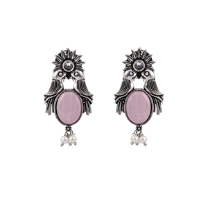 ต่างหูแฟชั่นดีไซน์รูปนกสีชมพูพร้อมลายพระอาทิตย์ - Product Image 2