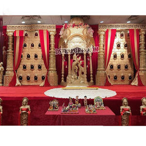 Lovely Radha Krishna Stage para bodas indias Golden Jharokha Stage para bodas asiáticas Radha Krishna Wedding Stage Decor - Product Image 1