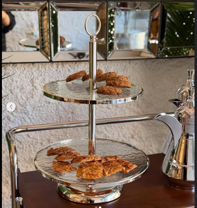 Luxe Argent Métal Moderne Diwali Plateaux Niveau Stands pour La Décoration Intérieure Dessus De Table Salade Fruits & Noix Bols - Product Image 2