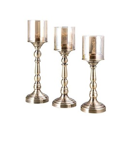 Bougeoir en cristal décor à la maison de haute qualité nouveau Design dessus de table doré de qualité supérieure ensemble de 3 supports - Product Image 6