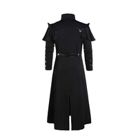 Ropa gótica para hombre, abrigo Punk de cuero negro, abrigo negro de estilo gótico para hombre, abrigo largo gótico de piel sintética 2025