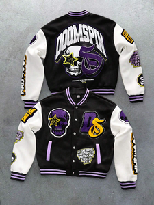 Veste universitaire personnalisée en laine 100% et cuir véritable pour hommes, broderie chenille, vestes de baseball avec service OEM - Product Image 4