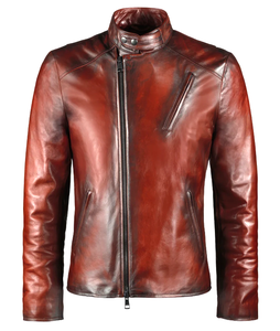 แจ็กเก็ตหนังแท้ปรับแต่ง100% เข้ารูประบายอากาศได้ดีบุด้วยผ้าซาตินมีซิปปิดสำหรับฤดูหนาวแจ็คเก็ตหนังแวกซ์ - Product Image 1