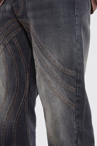 Pantalones vaqueros de pierna ancha acampanados de estilo Vintage de primera calidad para hombre, diseño de panel personalizado, paneles de color gris lavado, 100% algodón, ODM/OEM personalizado - Product Image 5