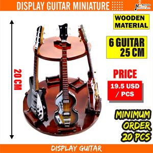 Display per chitarra in legno in miniatura a 6 pezzi per la decorazione della casa modello dipinto e stile di pittura per l'arte a tema musicale realizzata in acero - Product Image 2
