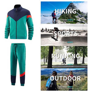 ชุดวอร์มผ้าฝ้ายสำหรับผู้ชายแห้งเร็วชุดวิ่งจ๊อกกิ้งสองชิ้นแบบมีซิปสีทึบสำหรับผู้ใหญ่สำหรับฤดูหนาว - Product Image 4