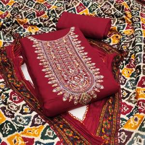 RN Exclusive Women's Silk Dress Material Suit Ethnic Style Hand-painted Pattern for Regular Use Four Seasons Non-Woven Other - Product Image 3