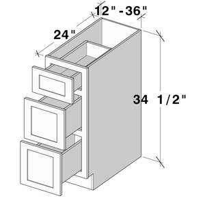 Armoire de base à 3 tiroirs au design moderne en bois massif blanc glacier Chêne MDF Teck Acajou Panneaux W15 X H34.5 X D24 pour la cuisine - Product Image 2
