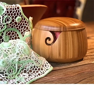 Modern Wooden Yarn <b>Bowl</b> Hand Made by Indian Artisans with Premium Mango Wood for <b>Knitting</b> and Crochet - Product Image 1