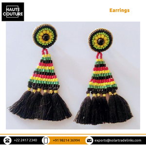 Enormes pendientes de borlas de cuentas de tubo de Dana hechos a mano para mujer adecuados para ropa de playa de fiesta informal - Product Image 3