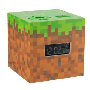 Minecraft Large Modern <b>Digital</b> Alarm <b>Clock</b> with Sunrise Music Grass Block Sound & Light USB Powered Luminova Feature Calendars - Product Image 2