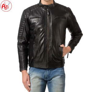 Latest Style Men's Leather Winter Jacket with Stand Collar and Front Logo Eco-Friendly Windproof Wholesale Best Selling - Product Image 4