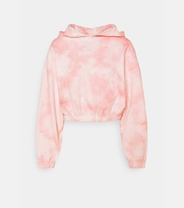 Haut à capuche court d'hiver rose tie-dye au design exclusif pour jeunes femmes universitaires, doux, durable, avec cordon de serrage en corde, écologique, 100% coton - Product Image 1