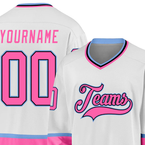 100% Jersey de hockey sobre hielo sublimado con logotipo de equipo personalizado Stripes Tackle Twill Jersey de hockey sobre hielo para hombres - Product Image 5