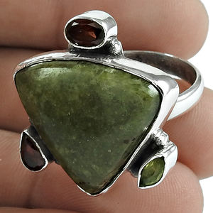 Anillo de moda de Plata de Ley 925 hecho a mano con piedras preciosas de peridoto granate de ónix a rayas para mujer, joyería al por mayor, fabricante de anillos - Product Image 4