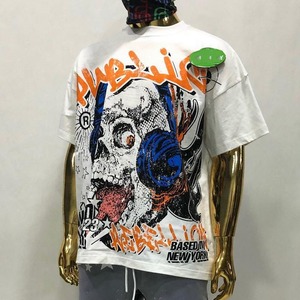 เสื้อยืดผ้าฝ้ายออร์แกนิคสำหรับผู้ชายเสื้อยืดโอเวอร์ไซส์พิมพ์ลายโลโก้คอแบบกำหนดเอง - Product Image 2