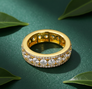 Anneaux de fiançailles éternels pour femmes Aniva en or blanc, bijoux fins glacés, diamant de laboratoire de couleur E, taille brillante, 14 carats, ethnique - Product Image 2