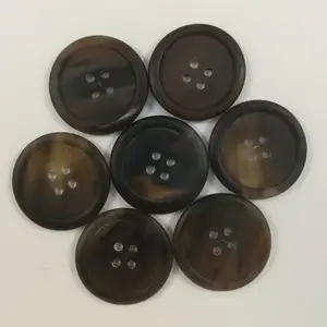 High Quality Custom Fashion Natural Resin Ox Horn 4 Holes Plastic Resin Button For Windbreaker Suit
