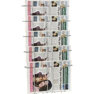 Wall Display <b>Shelf</b> Brochure Holder 5 Compartments A3 <b>Wire</b> Silver H780xW436xDmm - Product Image 1