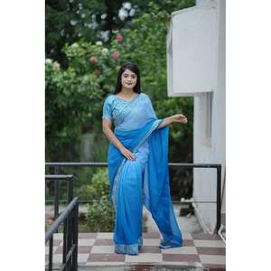 Espejo Heavy Soft Georgette Saree con bordado Espejo real Trabajo con blusa Espejo trabajo - Product Image 2
