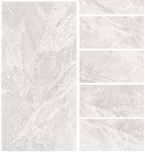 กระเบื้องพอร์ซเลนเคลือบเงาขนาด 600x1200 มม. สีเบรเซียไวท์ - กันลื่น ดีไซน์ยุโรปสมัยใหม่ สำหรับใช้ตกแต่งภายใน ปูพื้นและผนัง - Product Image 1