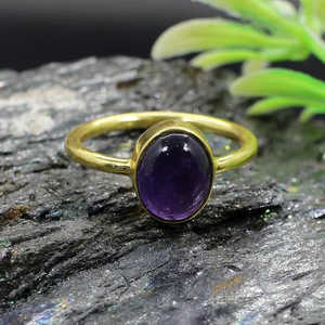 Handmade 92.5 <b>Sterling</b> <b>Silver</b> Fine <b>Ring</b> Dainty Vintage Style with Natural Amethyst Gemstone Bezel <b>Set</b> for Gift - Product Image 6