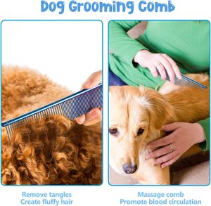 3 peines de acero inoxidable para perros/gatos de pelo largo, estilo simple, guía para cortar el pelo, elimina enredos y nudos - Product Image 3