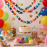 Guirlande de chaînes en papier colorées, décoration de fête DIY, guirlande d'anneaux en papier pour anniversaire, décoration d'arbre de Noël