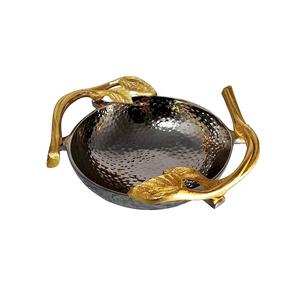 Hot Selling High Quality Decorative Fruit Serving <b>Bowl</b> hand made <b>With</b> golden plating Finishing & Aluminum Metal Stand - Product Image 3