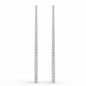 Pendientes de barra vertical con diamante de corte redondo de 0.92CT en plata de ley 925 maciza con micro pavé, joyería fina de línea larga - Product Image 1