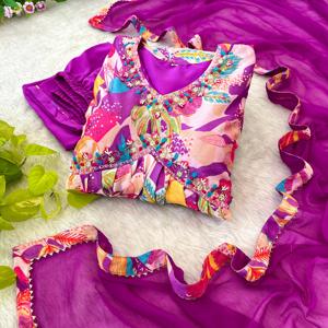 Kurti ผ้าไหมอินเดียสำหรับผู้หญิงเสื้อผ้าปากีสถานดีไซน์สวย - Product Image 1