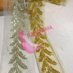 Encaje de Red Bordado con Cuentas Multicolores de Nuevo Estilo, Encaje de Seda con Decoración de Diamantes de Imitación para Prendas y Bolsos - Product Image 3