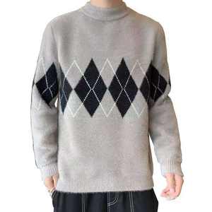 Pull en laine et viscose chaud pour homme, automne-hiver, col rond, tendance mode, pull à logo sur le devant - Product Image 3