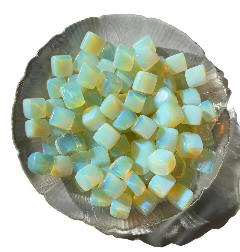 Wholesale Of Top Quality Natural Gemstone Healing Gravel Polished Opalite Jasper Cube Tumble Stones Carved For Decoration Gift F