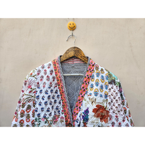 Bohème Kantha Patchwork veste matelassée cousue à la main artisanat indien traditionnel confortable coton remplissage tissé tissage - Product Image 4