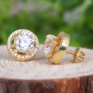 1.70 CTW boucles d'oreilles Halo Moissanite coupe ronde pour femmes/bijoux cadeau d'anniversaire pour ses goujons en diamant - Product Image 6