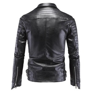 Veste en toile en cuir véritable punk pour hommes, veste de moto décontractée à la mode avec rivets en forme de crâne, imperméable et respirante - Product Image 5