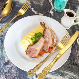 Ensemble de couverts haut de gamme fini or couverts de qualité supérieure pour hôtel et centre de villégiature de luxe ou cadeau d'Inde - Product Image 3