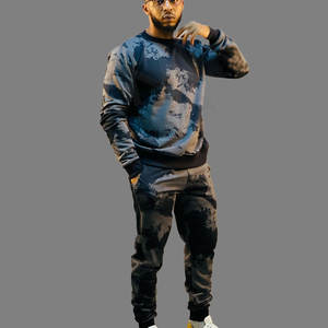 สเวตเตอร์ผ้าฝ้าย2ชิ้นสำหรับผู้ชาย, สำหรับออกกำลังกายกีฬาฤดูหนาววิ่งจ๊อกกิ้งลำลองไซส์ใหญ่ - Product Image 2