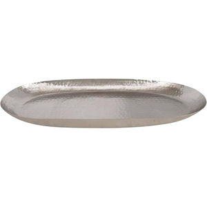 Plateau de service rectangulaire en acier inoxydable martelé, finition nickel, artisanal, pour cuisine, vaisselle décorative, mariage - Product Image 1