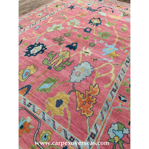 Ensemble de tapis Oushak rose de luxe faits à la main en coton Boho pour la décoration intérieure cuisine salle à manger prière utilisation faible hauteur de pile - Product Image 1