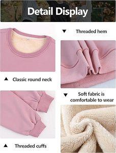 2025 nuevo diseño de mujer Casual cuello redondo pulóver sudadera Invierno Polar Sherpa forrado logotipo personalizado para otoño - Product Image 2