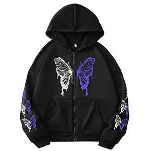 Nuevas sudaderas con capucha extragrandes con estampado de mariposas, estilo pullover con hombros caídos, nuevas sudaderas con capucha personalizadas OEM para hombre - Product Image 1