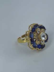 Gold Plated Adjustable Flower Cocktail <b>Ring</b> Wholesale | <b>Indian</b> Fashion Jewelry Supplier | Low MOQ | Handcrafted Statement <b>Ring</b> - Product Image 3