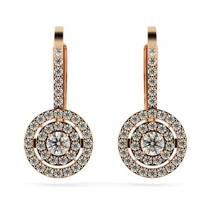 Pendientes de Diamantes con Doble Halo y Clip, 1.00 Ct, Diamantes Cultivados en Laboratorio, en Platino, Lujosos para Boda - Product Image 1