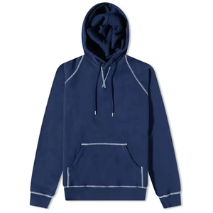 Sweat à capuche en coton doux pour homme, manches raglan, surpiqûres contrastées personnalisées, sweat à capuche pour homme grande taille avec cordon - Product Image 1
