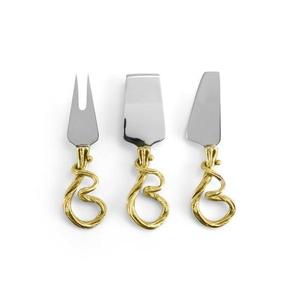 Juego de cuchillos para queso con forma de cuerda de color dorado hecho a mano de latón de primera calidad a precio mayorista - Product Image 4
