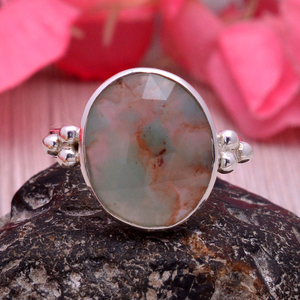 Cadeau de Noël 925 Sterling Silver Aquapraze 12x10mm Ovale Inégal Gemstone Ring 3.16 gms fait à la main 925 Sterling Silver Finger ring - Product Image 6