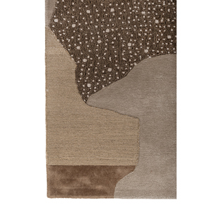 พรมขนสัตว์ผสมไหมไผ่ถักมือสีเบจน้ำตาลลายเส้นนามธรรมรูปทรงสี่เหลี่ยมผืนผ้าสำหรับตกแต่งบ้าน - Product Image 4